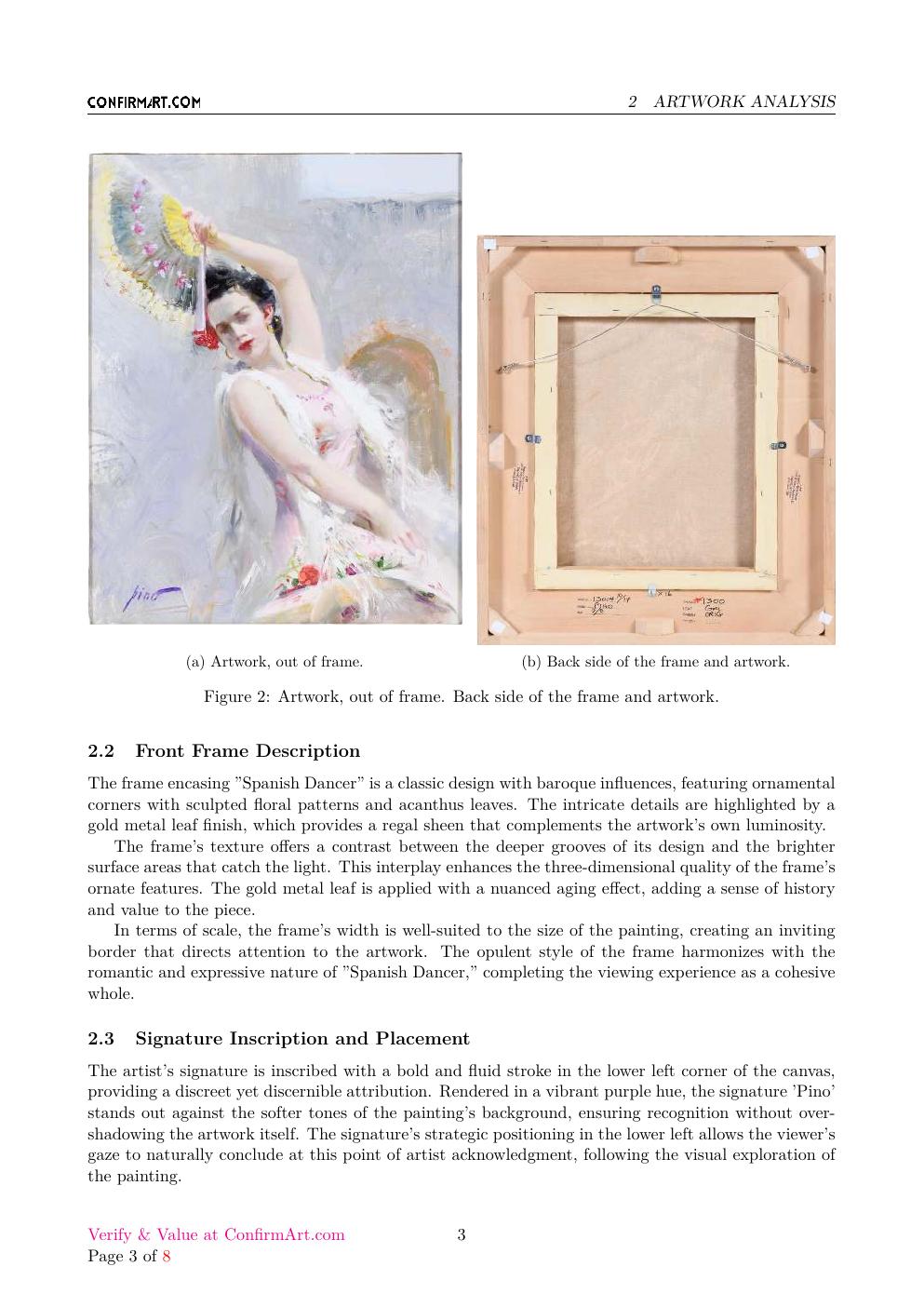 Spanish Dancer report sample page 3