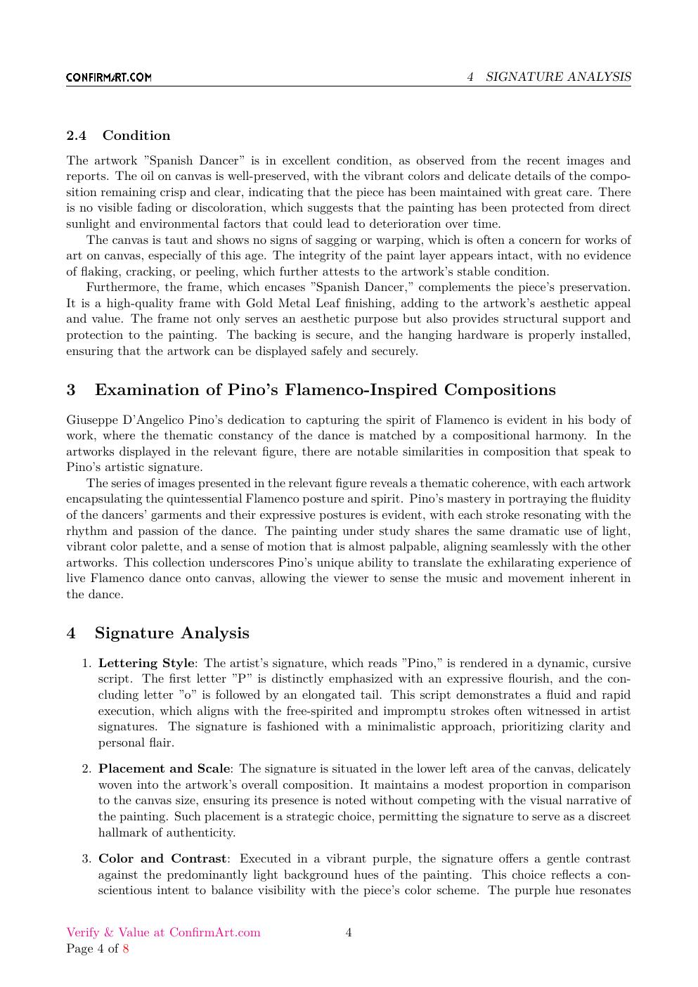 Spanish Dancer report sample page 4