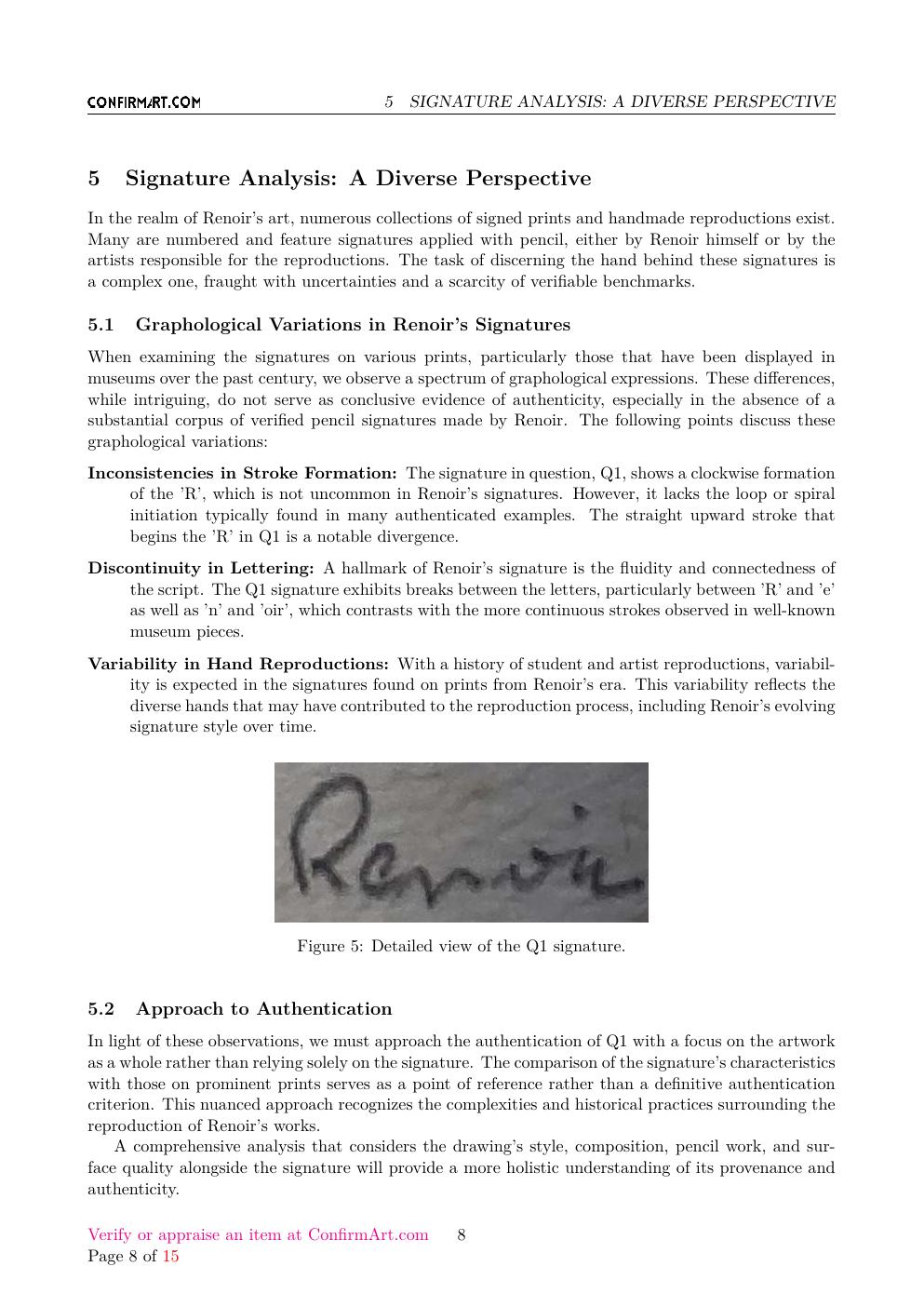 Renoir signature study report sample page 8