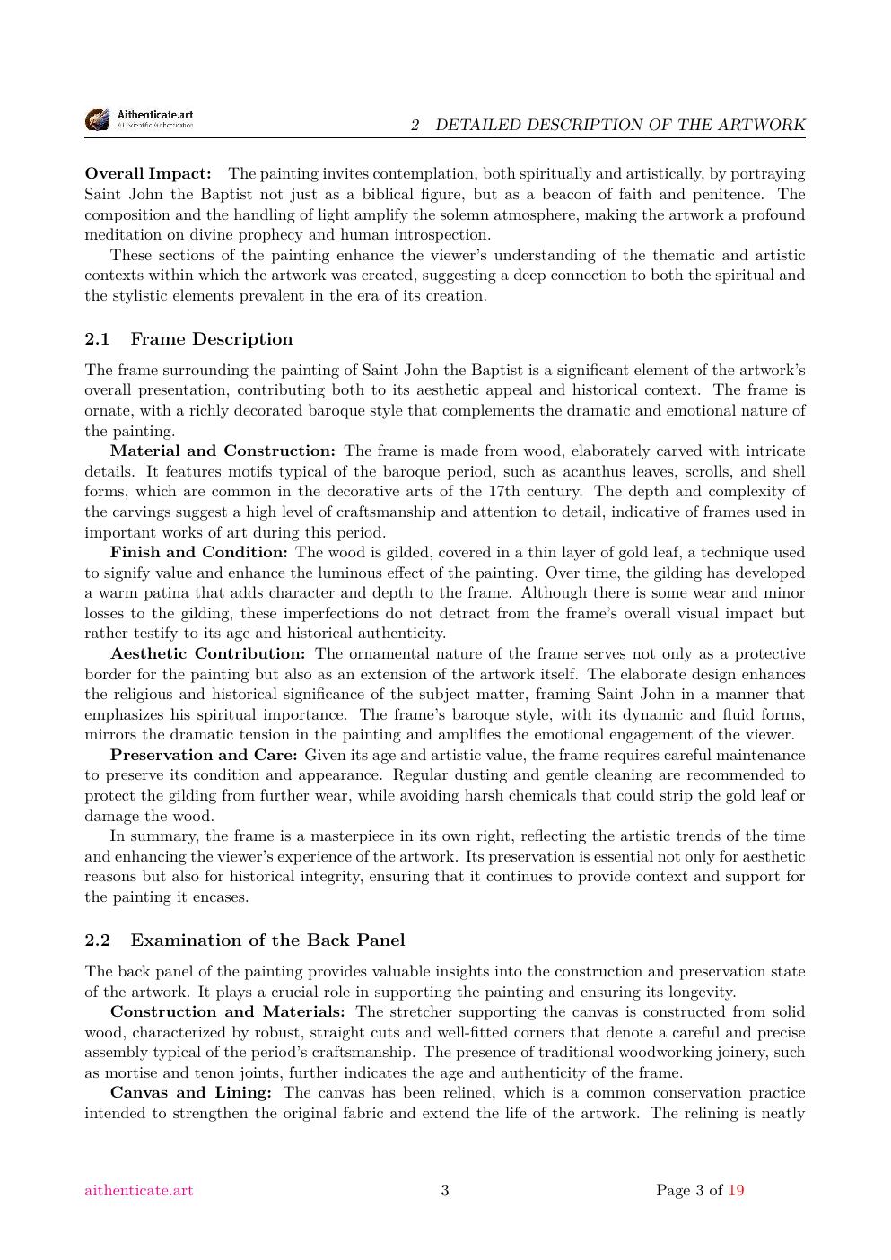 St. John the Baptist report sample page 3