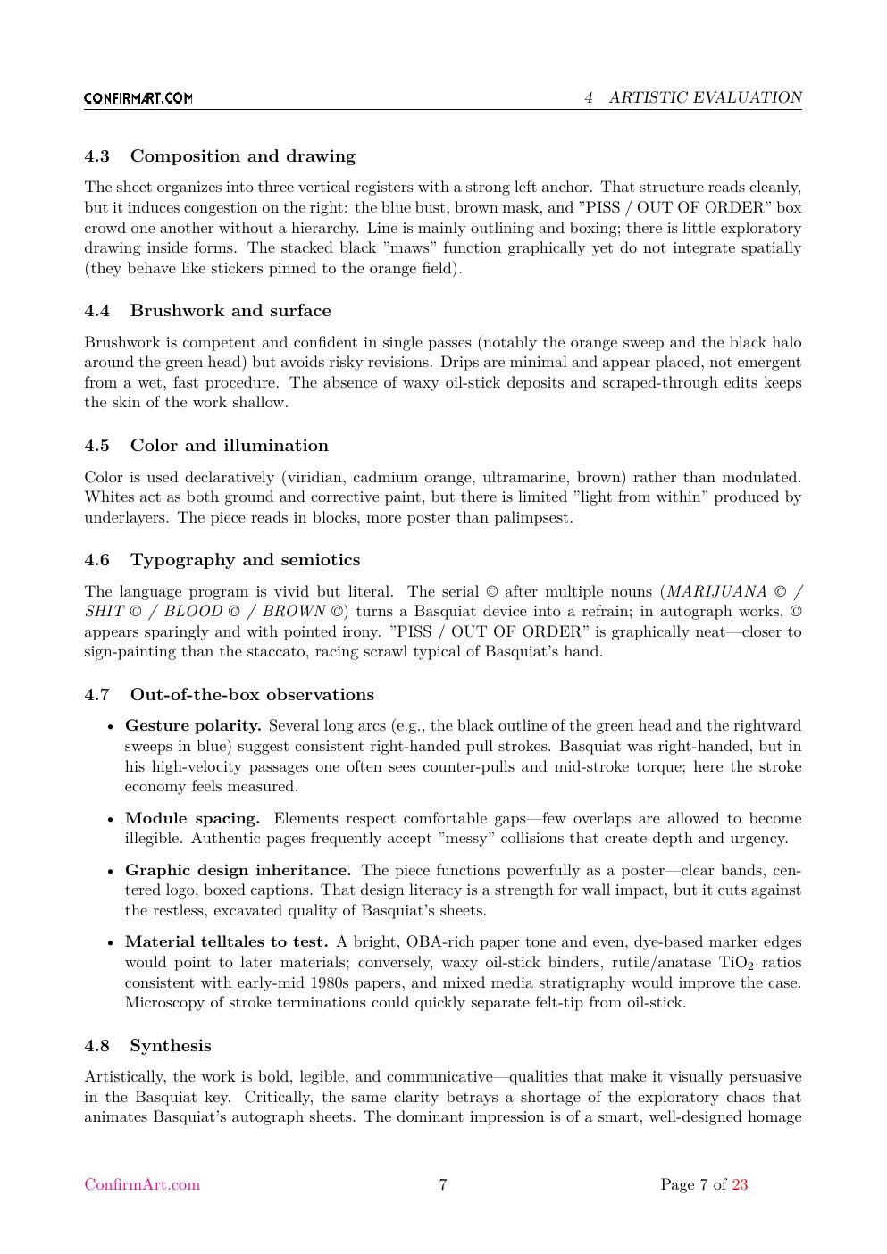 Eroica Basquiat study report sample page 7