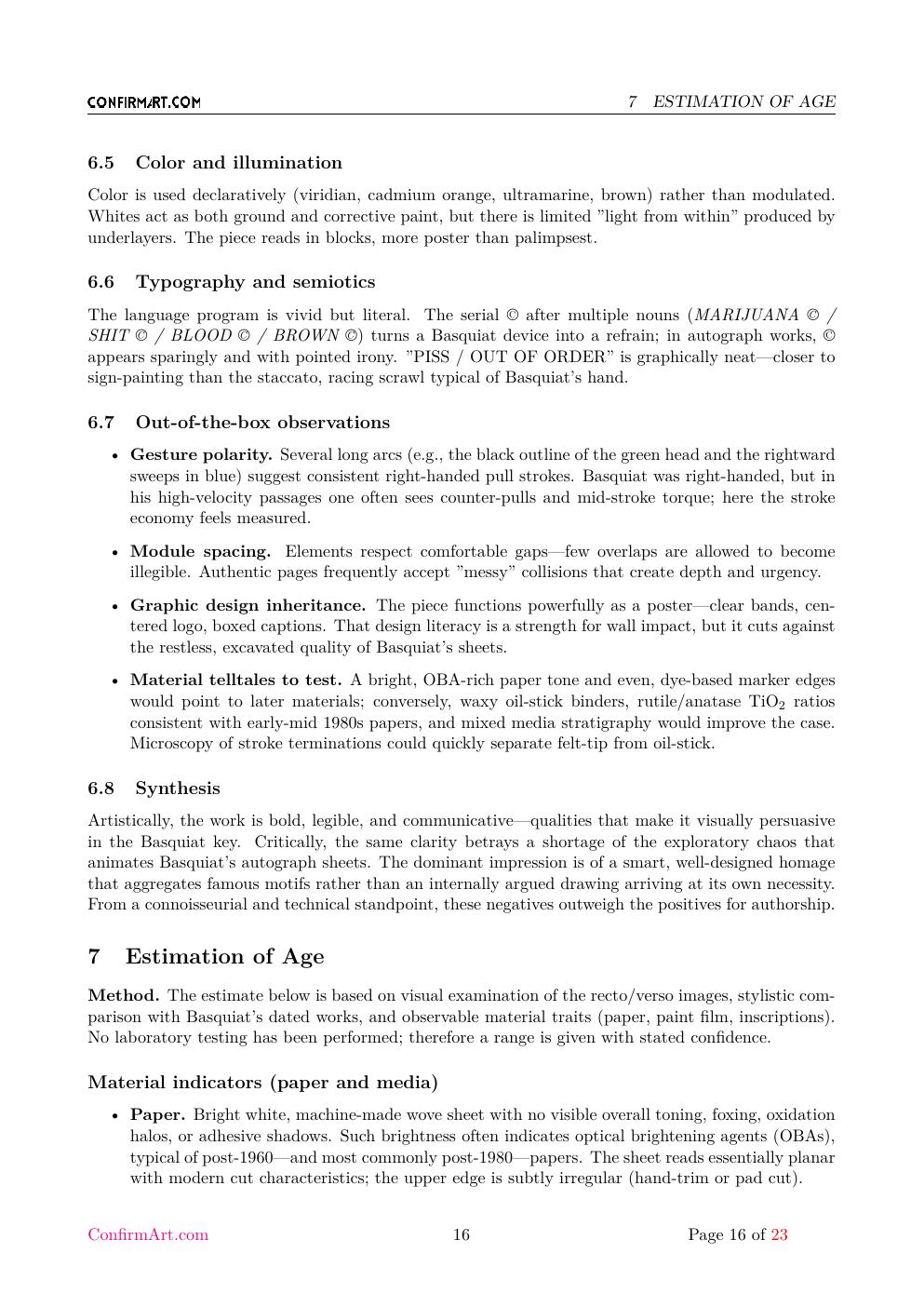 Eroica Basquiat study report sample page 16