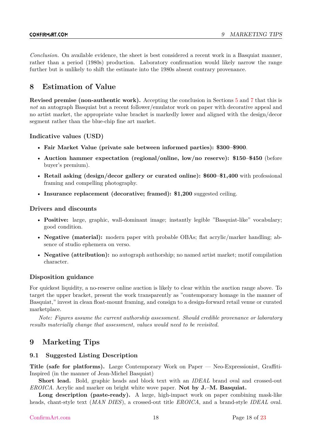 Eroica Basquiat study report sample page 18
