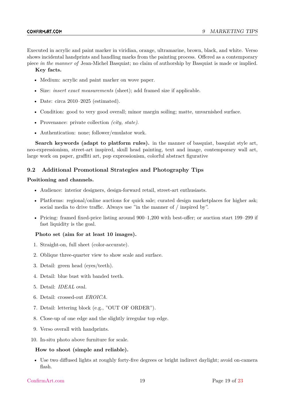 Eroica Basquiat study report sample page 19