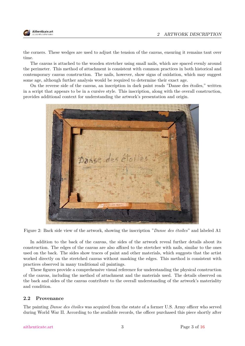 Vincent signature painting report sample page 3