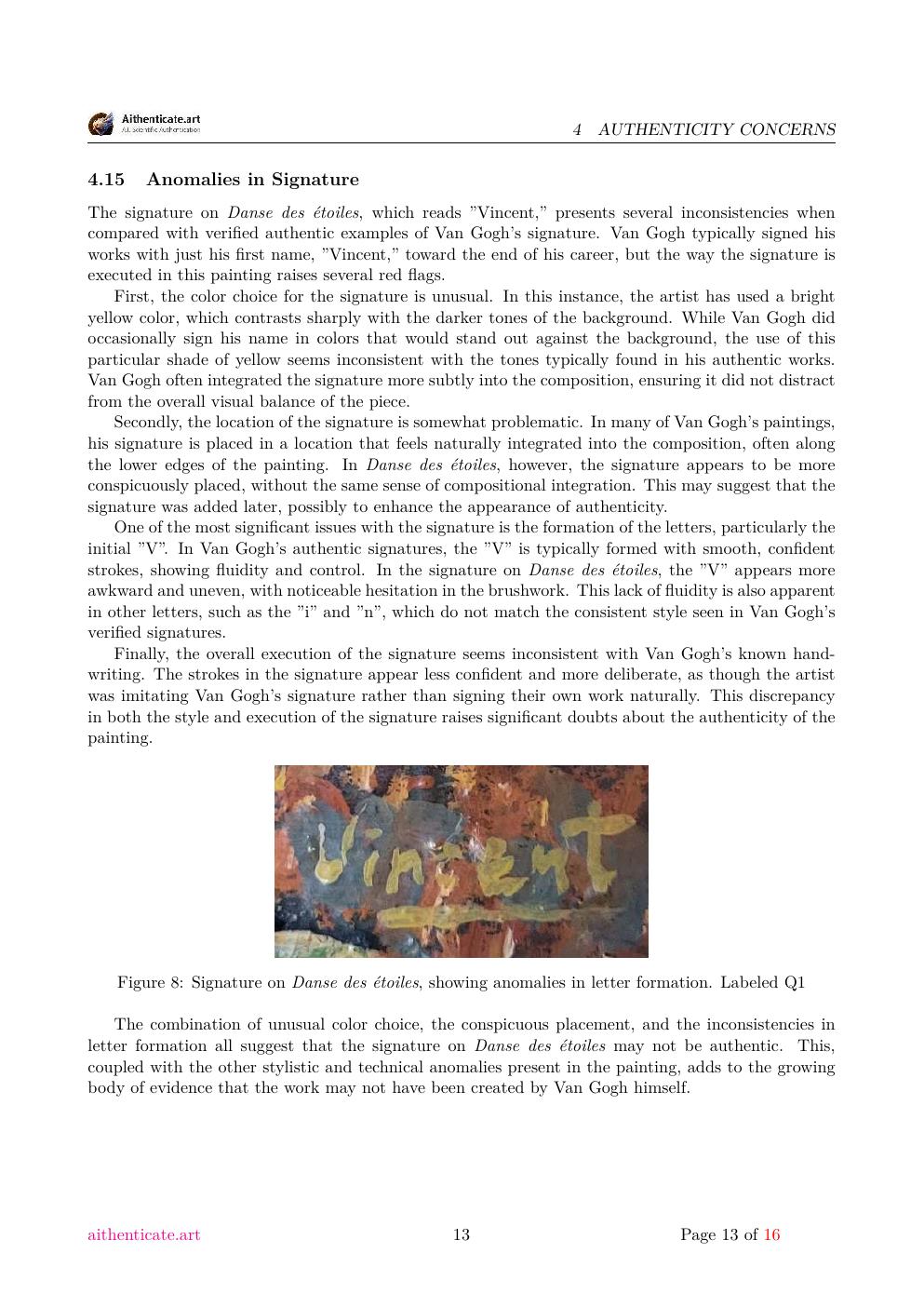 Vincent signature painting report sample page 13