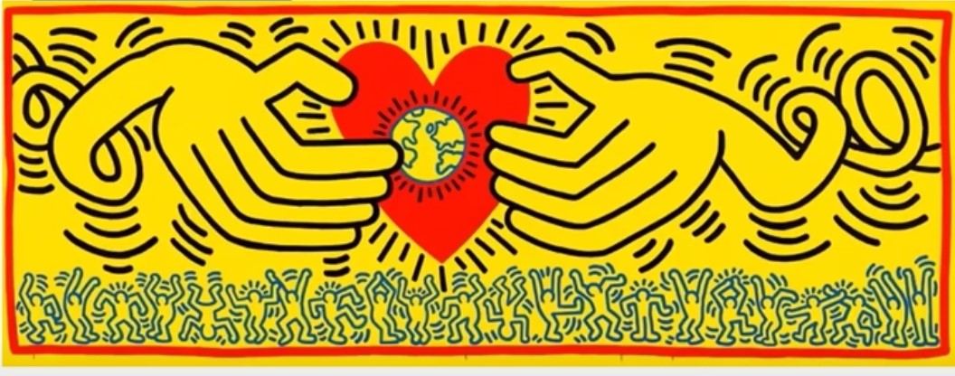 Keith Haring signature study: Authentic Works by Keith Haring