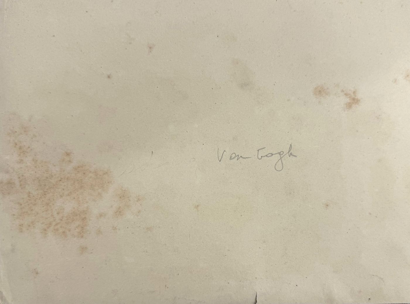Van Gogh portrait study: Reverse (verso) inscriptions and visible verso characteristics (descriptive only)