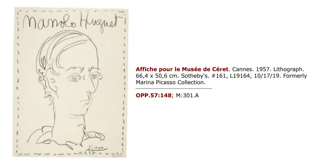 Picasso inscription study: Catalogue Notes