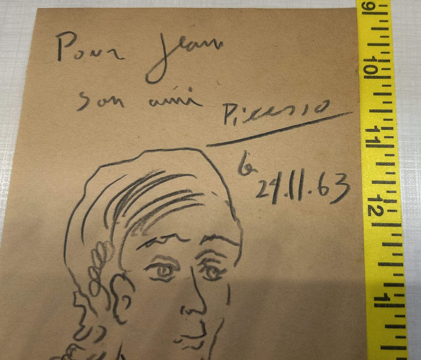 Picasso inscription study: Dedication, Handwriting, and French Wording