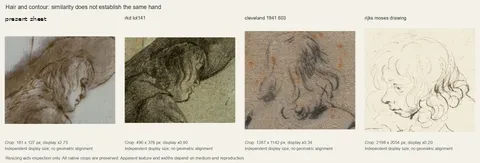 Hair and contour: similarity does not establish the same hand.