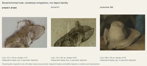 Broad-brimmed hats: contextual comparison, not object identity.