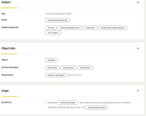 RKD subject, object and provenance fields, as embedded.