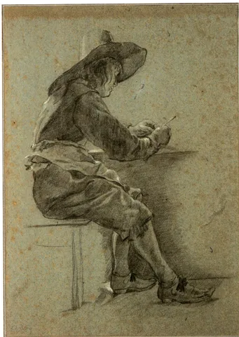 Young Man in a Hat Seated at a Table, Filling His Pipe. Dutch School, 17th Century (Sotheby’s 2005).